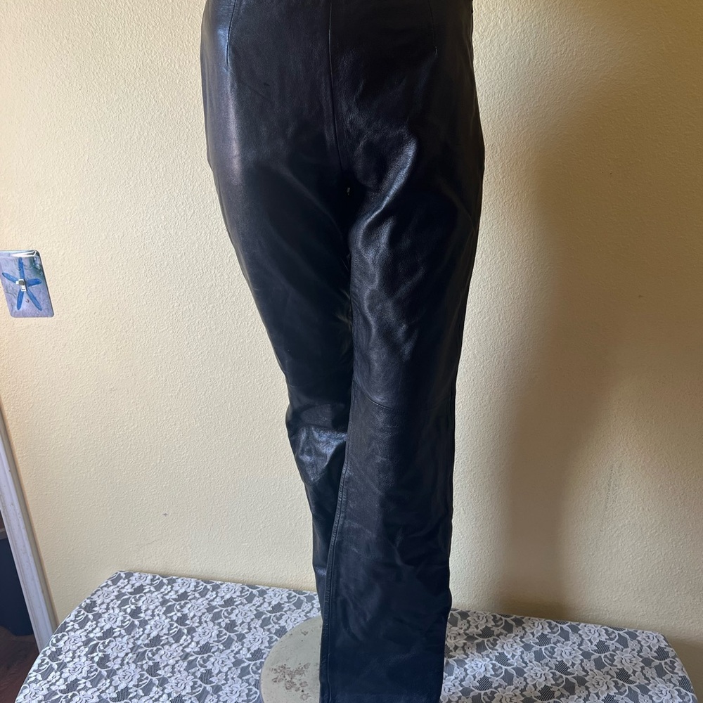 Moda International Black Leather Trousers